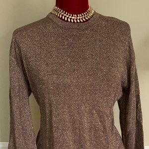 Silk Blend Sweater top in Brown and Gold